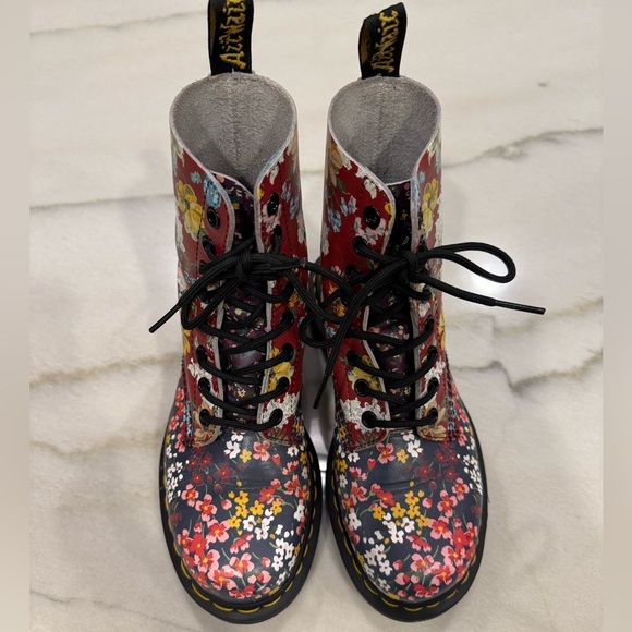 Dr Martens 1460 Pascal Boots Size 5 Floral Clash Wanderlust Red Purple - Picture 2 of 14